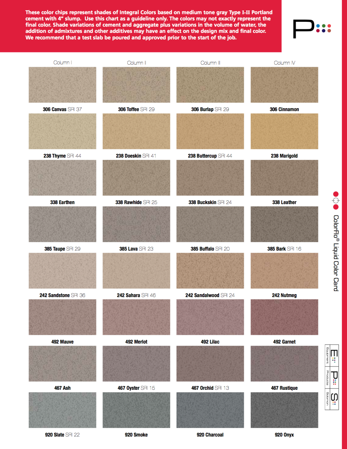 Cemstone Colored Concrete Chart